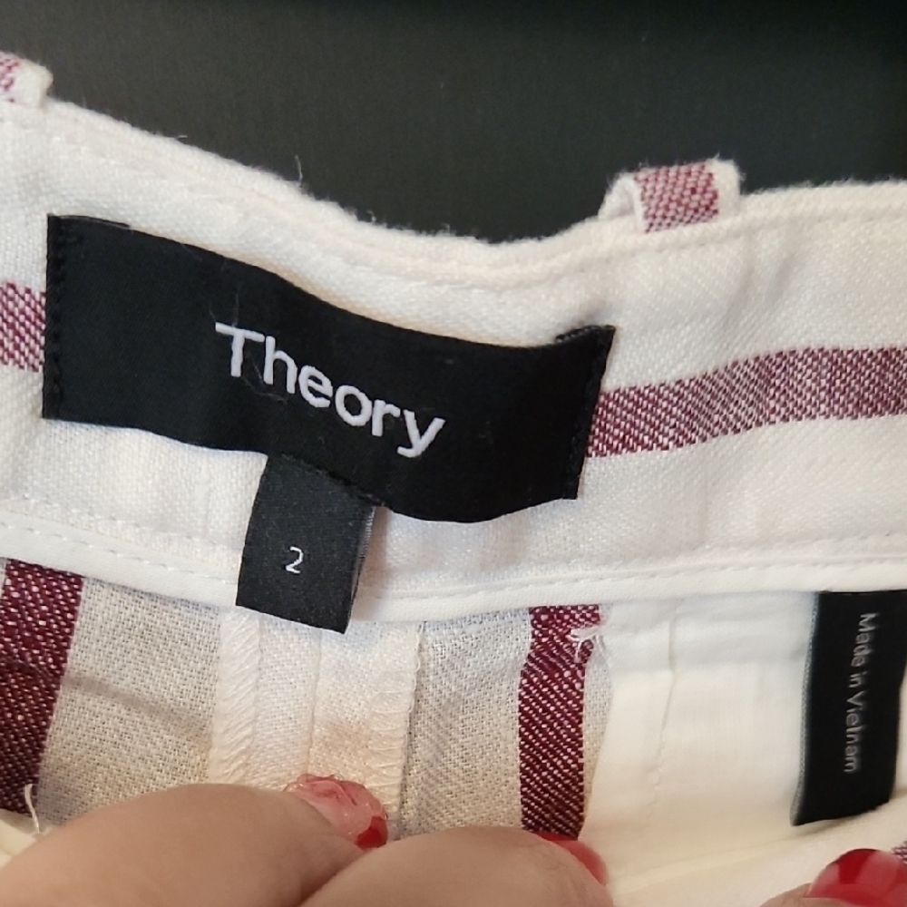 Theory Cream and Purple Striped Pants - Picture 3 of 10